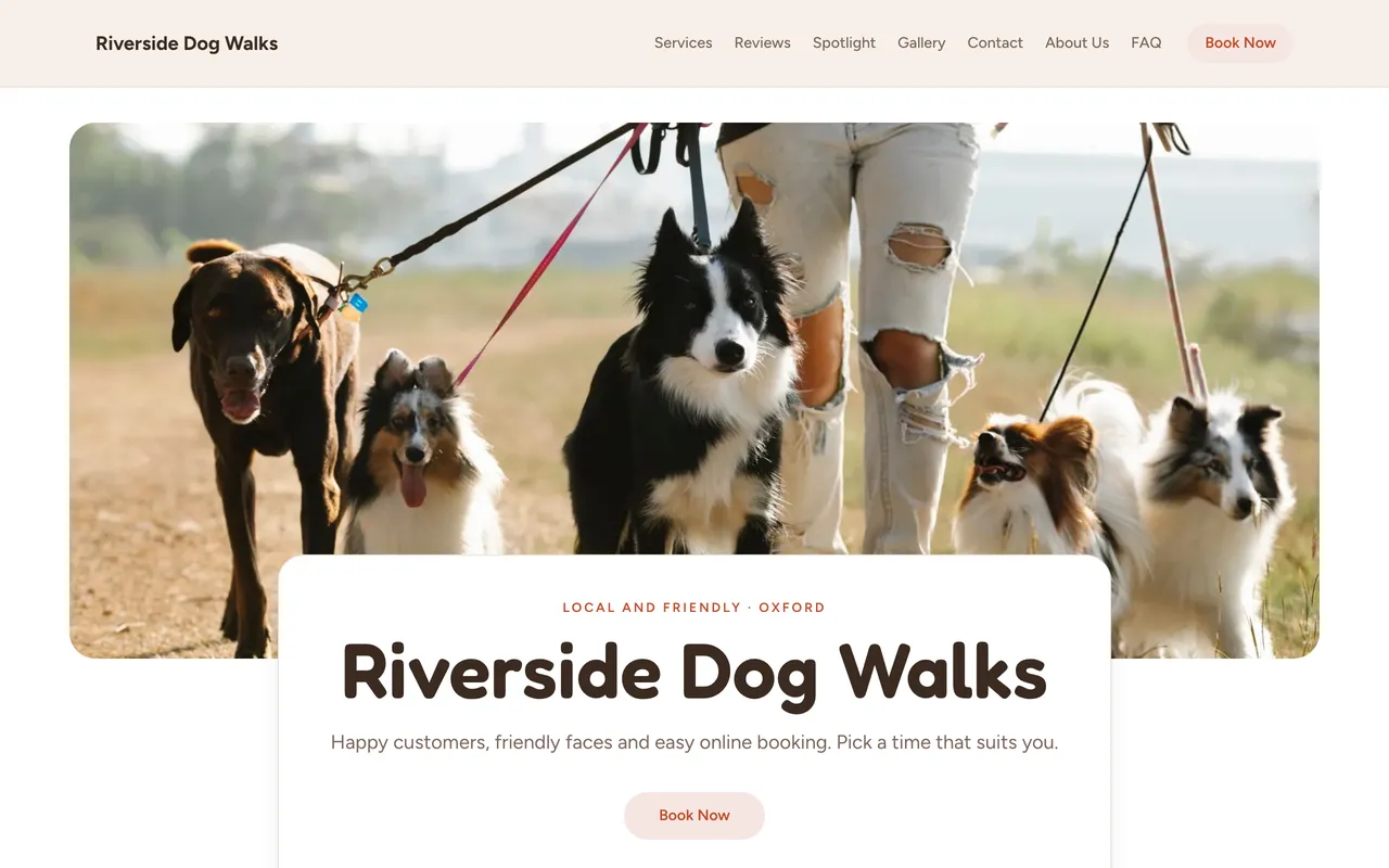 Riverside Dog Walks website