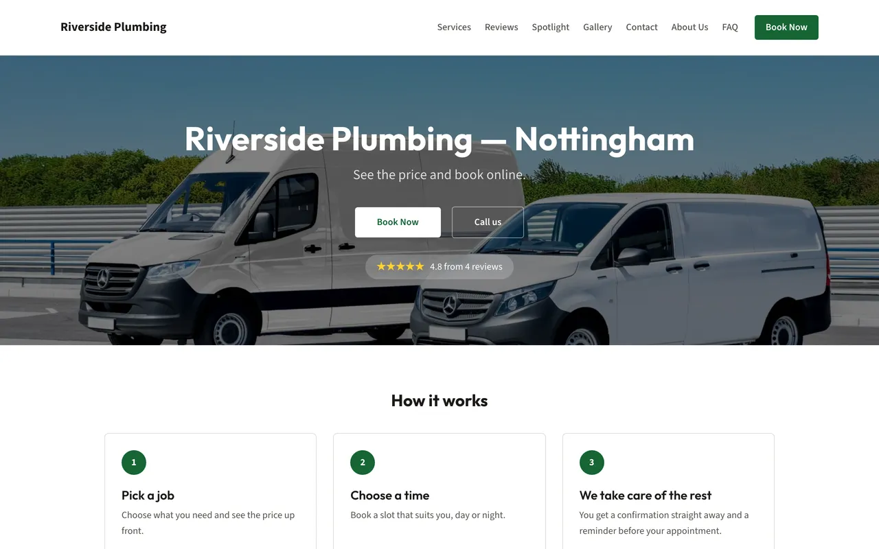 Riverside Plumbing website