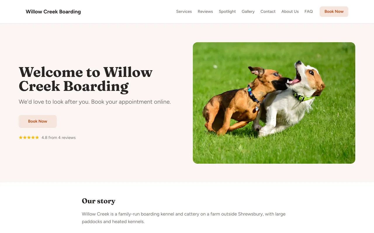 Willow Creek Boarding website
